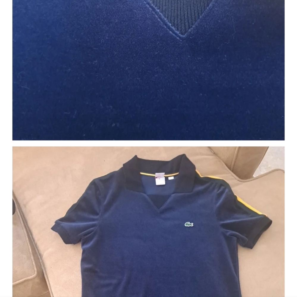Lacoste Live Athleisure Navy Cotton Velour with  yellow stripe and black banding